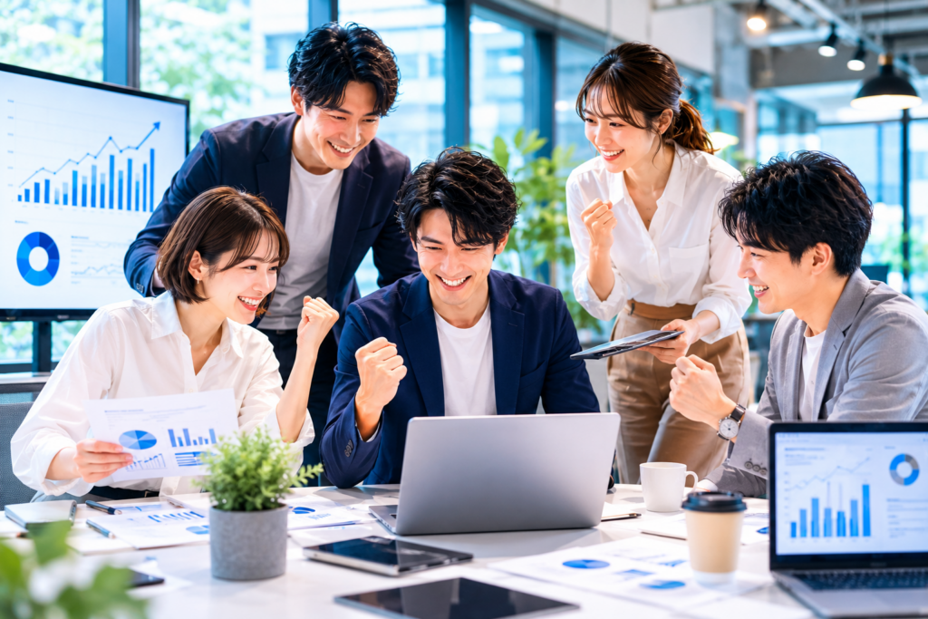 Web活用によって成長する企業チームのイメージ